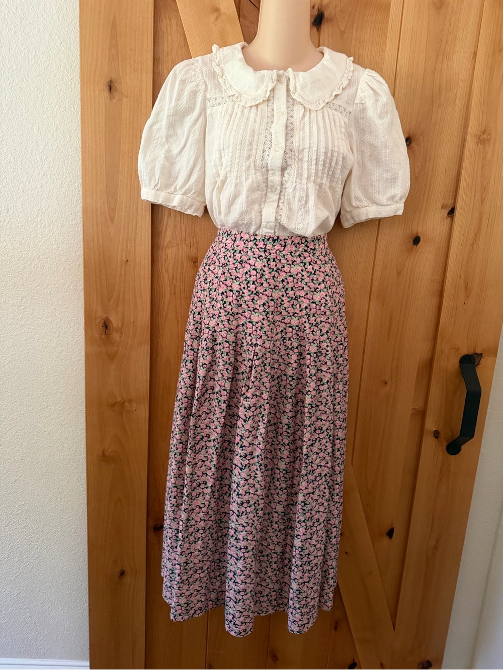 Vintage 90s Components Pink Floral Ankle Maxi Skirt Cottagecore Boho Romantic 8 - Picture 3 of 12